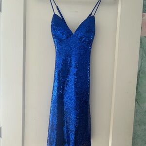 Blue Sequin Mini Dress